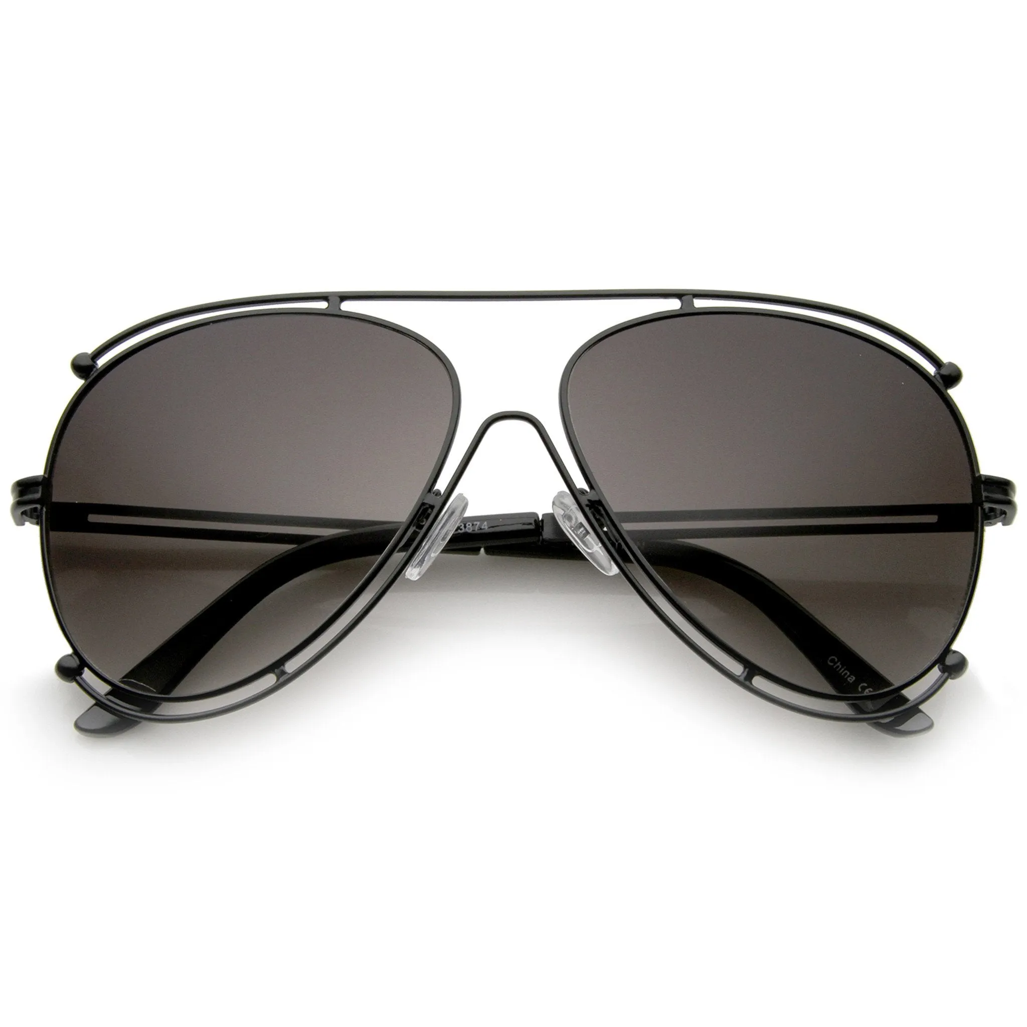 Oversize Modern Dual Wire Frame Aviator Sunglasses A327