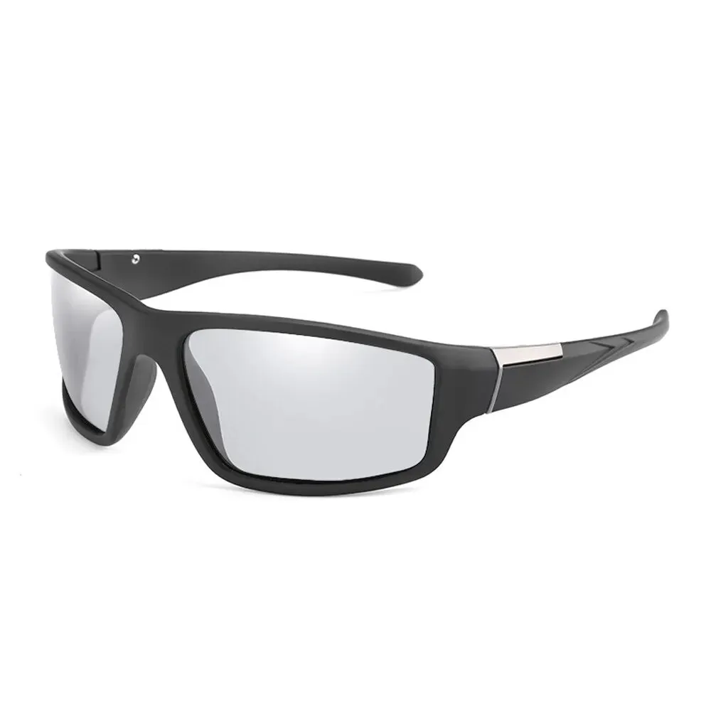 Photochromic Bicycle Sunglasses Silver Lens Mens Women Sports Sun Glasses Sunglass Polarized Bike Riding Eyewears for Driving