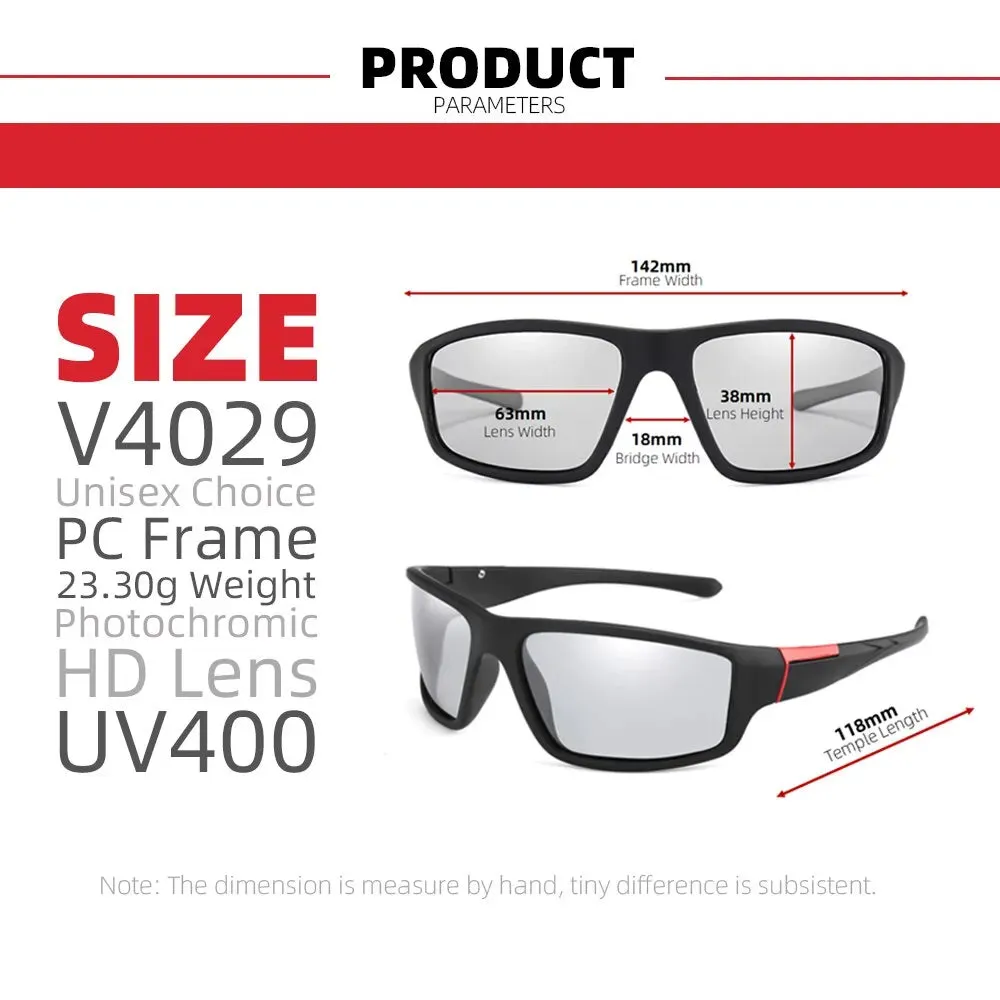 Photochromic Bicycle Sunglasses Silver Lens Mens Women Sports Sun Glasses Sunglass Polarized Bike Riding Eyewears for Driving