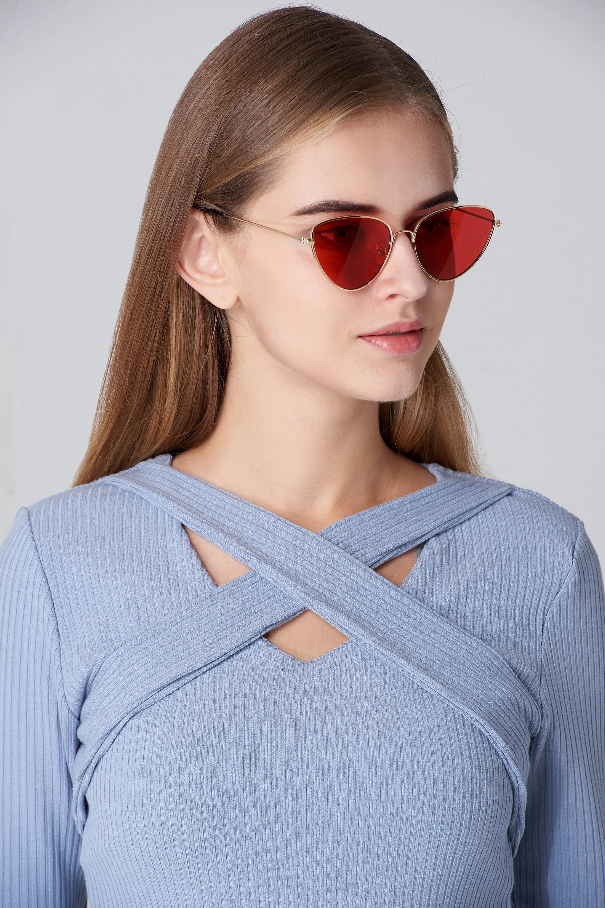 Red and Gold Cat Eye Sunglasses