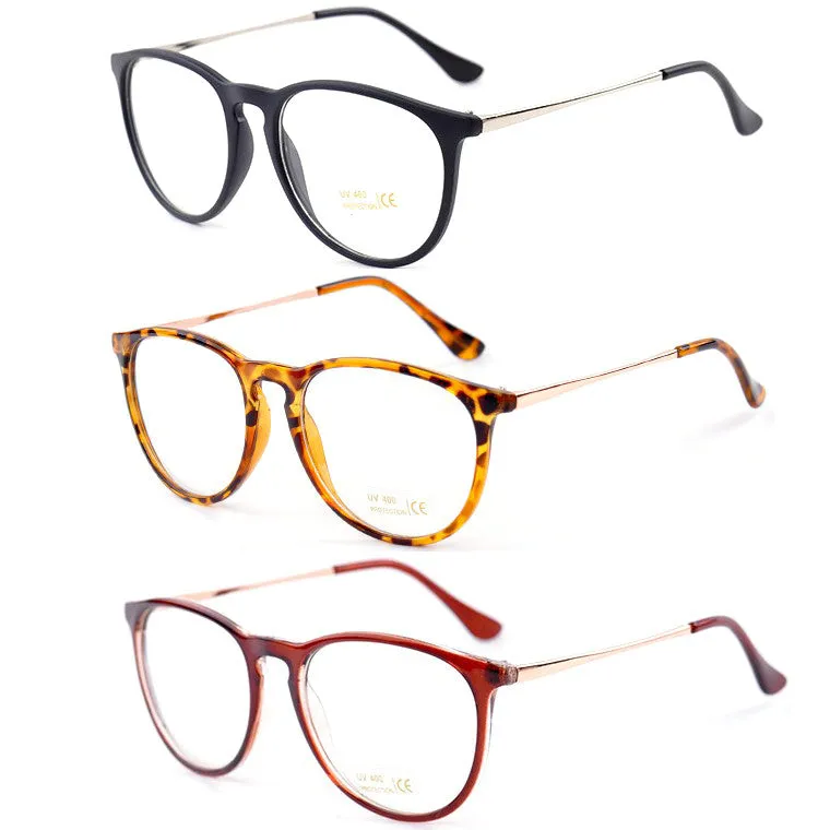 Retro Fashion 2016 Glasses Women Eyewear Vintage Round Clear Lens Frame Metal Legs High Quality Unisex Plain Glasses Eyeglasses