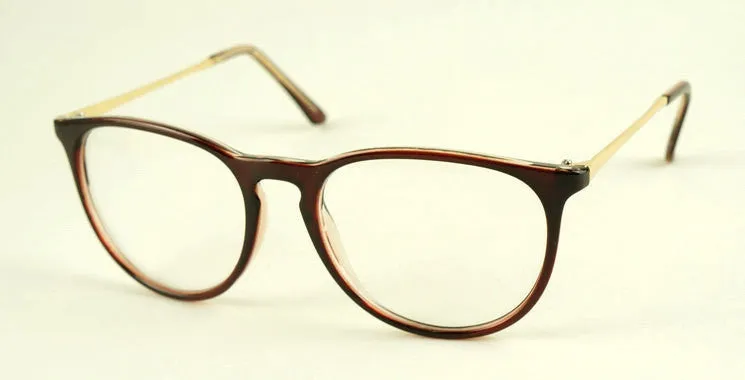 Retro Fashion 2016 Glasses Women Eyewear Vintage Round Clear Lens Frame Metal Legs High Quality Unisex Plain Glasses Eyeglasses