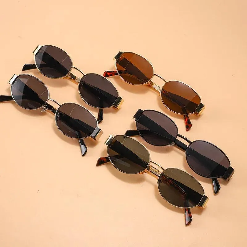 Retro Oval Sunglasses – Timeless Oval Design, Anti-Reflective Lenses, Durable Alloy Frame, Lightweight and Comfortable for Any Outdoor Activity.