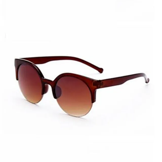 Retro Round Cat Eye Circular  Semi-Rimless Sunglass