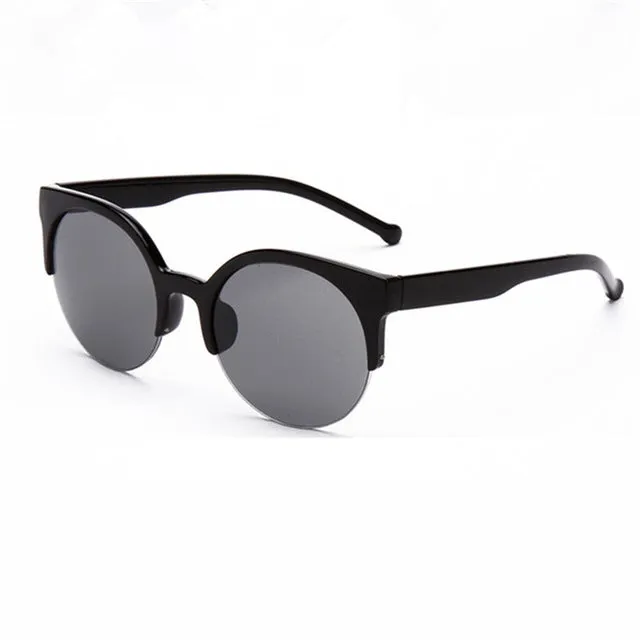 Retro Round Cat Eye Circular  Semi-Rimless Sunglass