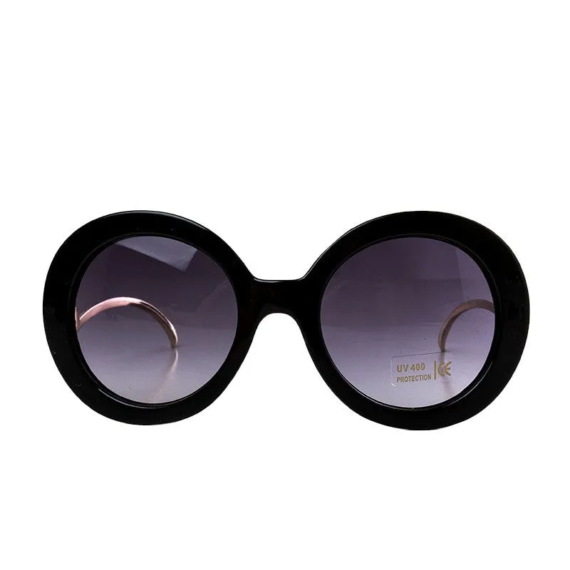 Round Big Frame Fox Metal Temple Glasses New Vintage Baroque Fashion Summer Cool Sunglasses Women Brand Designer shades