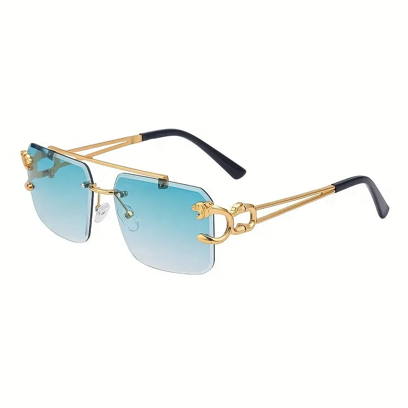 Stylish Rimless Aviator Sunglasses for Men and Women with Hollow Temple
