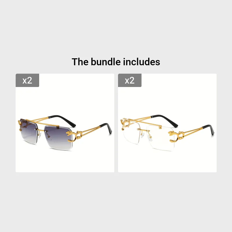 Stylish Rimless Aviator Sunglasses for Men and Women with Hollow Temple