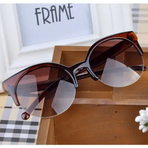 Summer Style Cat Eye Sunglasses Women Eyewear Semi-Rimless Sunglasses Super Round Circle Cat Eye Sunglasses
