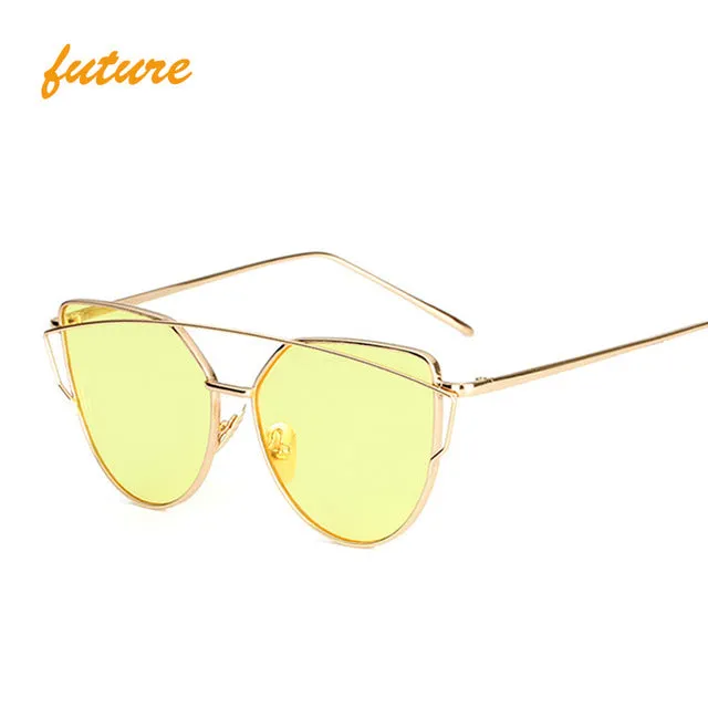 Vintage Style Rose Gold Mirror Sunglasses