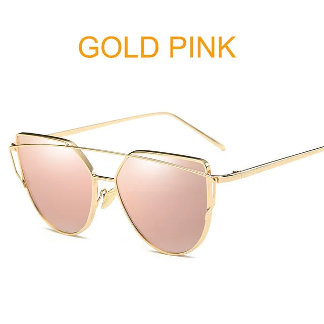 Vintage Style Rose Gold Mirror Sunglasses
