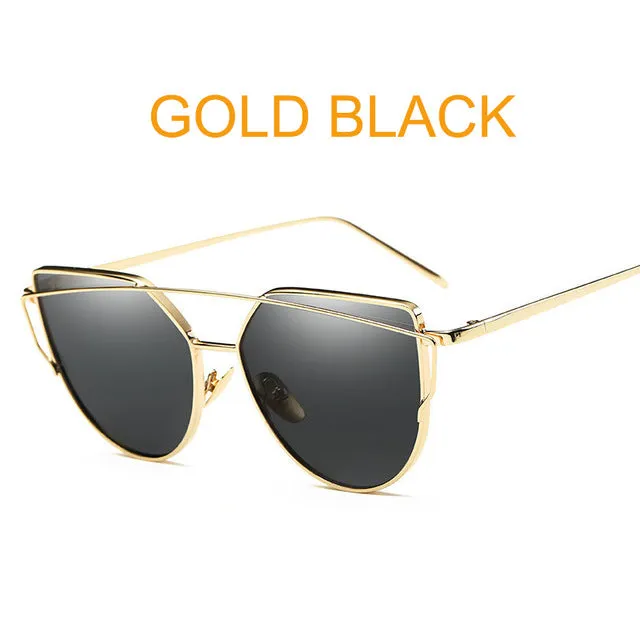 Vintage Style Rose Gold Mirror Sunglasses