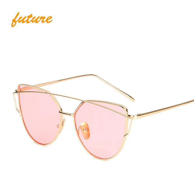 Vintage Style Rose Gold Mirror Sunglasses