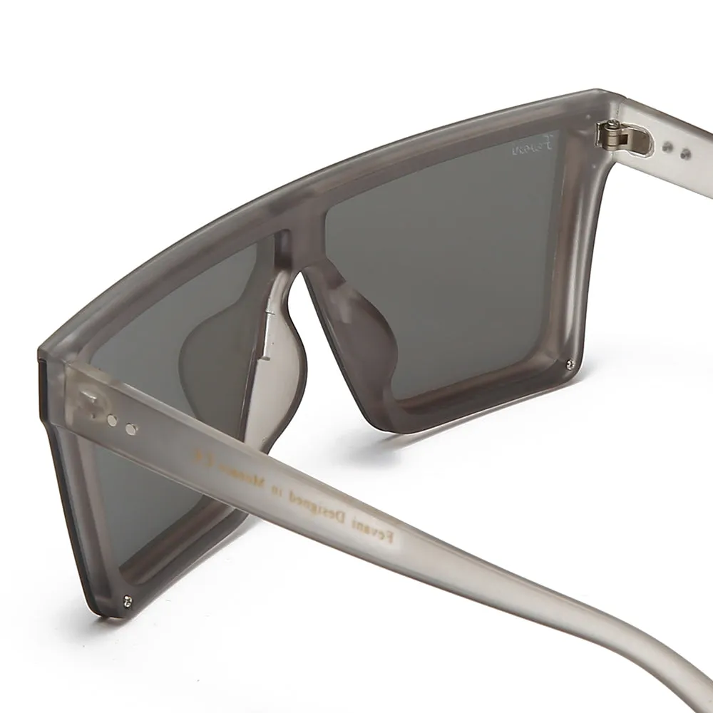 Women's Fevani Bouclier Light Grey Square Oversized Sunglasses