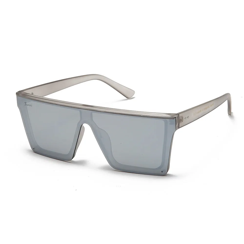 Women's Fevani Bouclier Light Grey Square Oversized Sunglasses