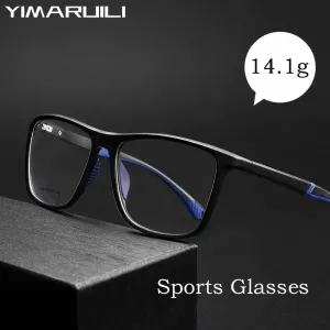 Yimaruili Men's Full Rim Square Tr 90 Sport Eyeglasses Y1230d