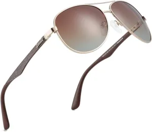 ZENOTTIC Pilot Polarised Sunglasses Mens Womens Carbon Fiber Metal Frame Mirrored UV400 Protection Unisex Classic Retro Style