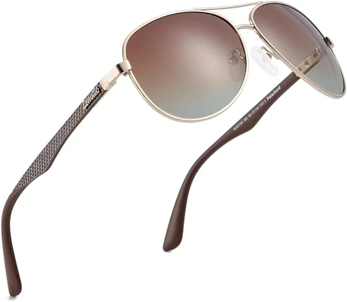 ZENOTTIC Pilot Polarised Sunglasses Mens Womens Carbon Fiber Metal Frame Mirrored UV400 Protection Unisex Classic Retro Style